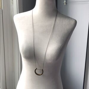 Zenzii mixed metal long geometric necklace